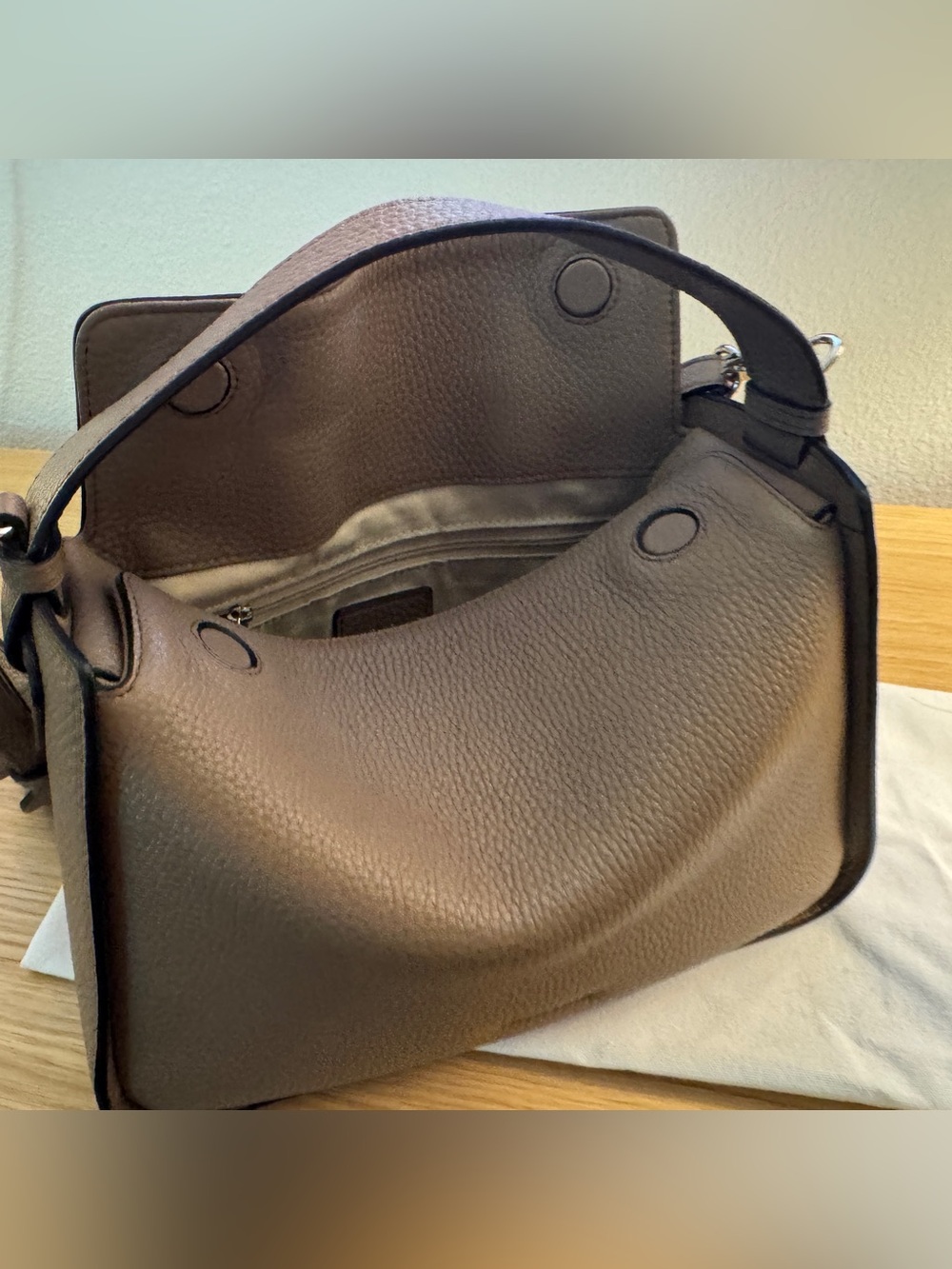 The Horse Clementine — Taupe Pebbled Leather Shoulder Bag - Picture 8 of 11